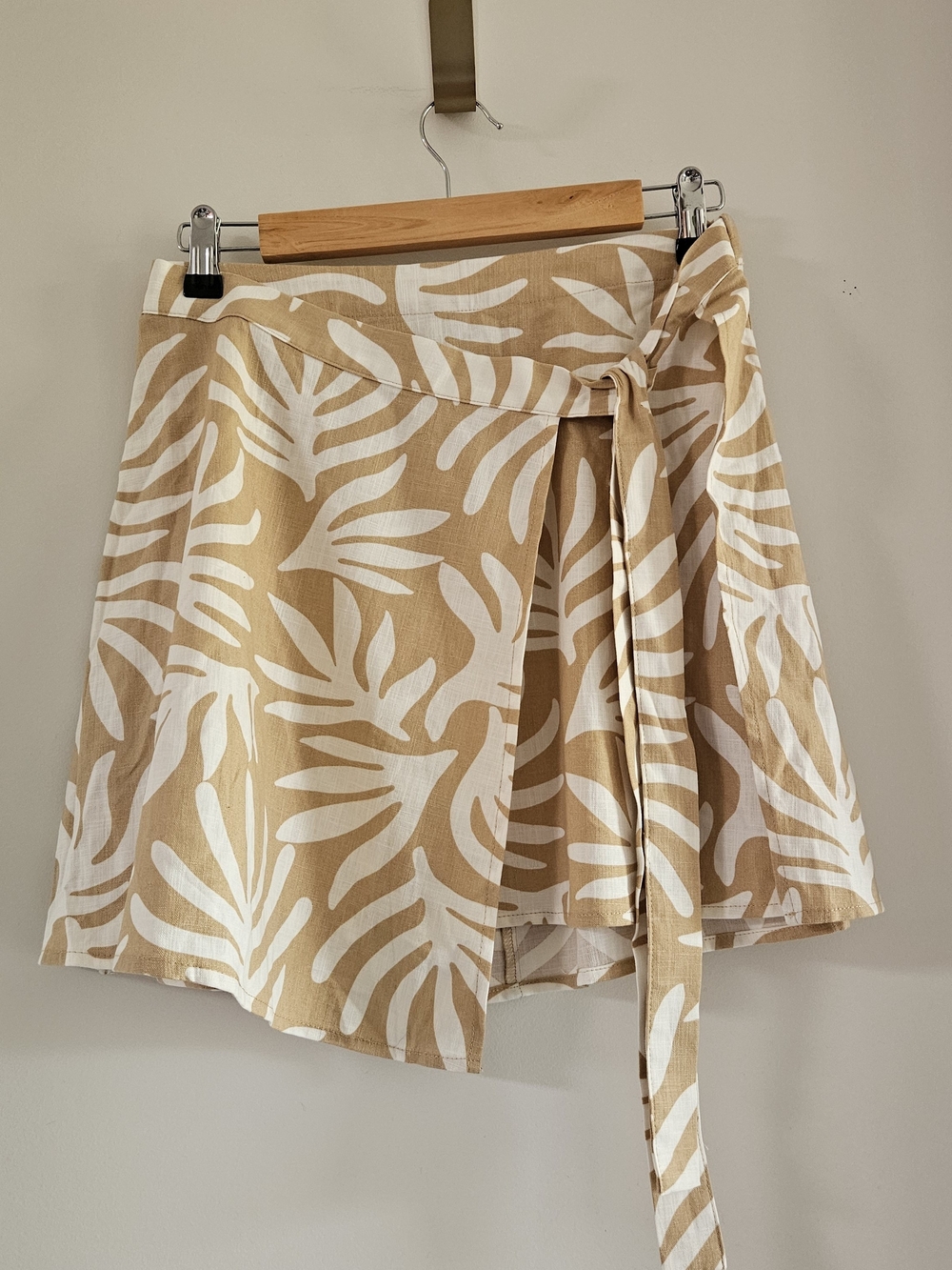 Target Beige and White Asymmetrical Wrap Skirt